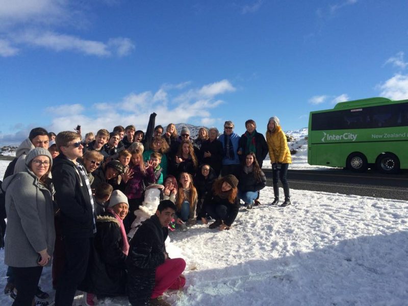 InterCity bus Desert Road snow fight